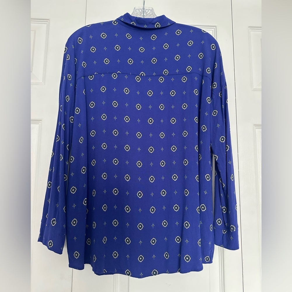 Free People Intimately Blue Printed Long Sleeve Button Front Shirt - Picture 5 of 5